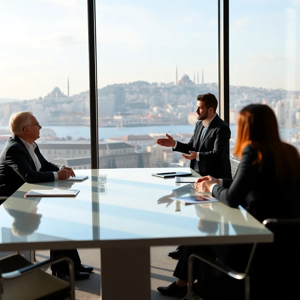 İstanbul'da iş toplantısında danışmanlarımız müşterilerimize sunum yaparken